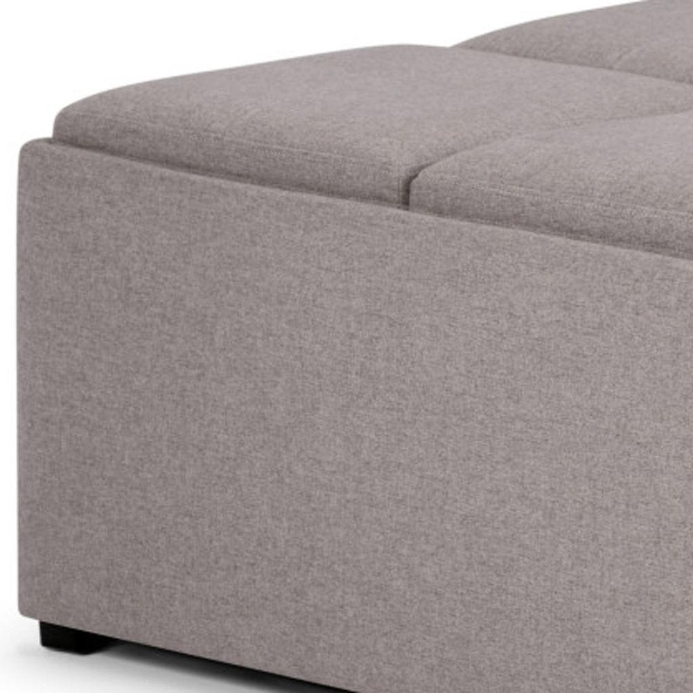 35" Slate Gray And Dark Brown Upholstery Ottoman With Storage