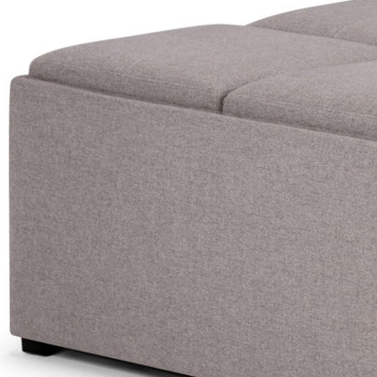 35" Slate Gray And Dark Brown Upholstery Ottoman With Storage