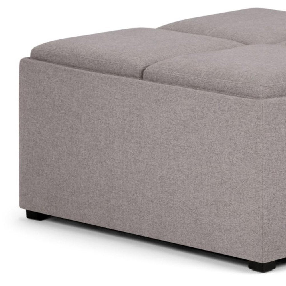 35" Slate Gray And Dark Brown Upholstery Ottoman With Storage HomeRoots