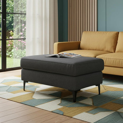 36" Gray And Black Fabric And Upholstery Cocktail Ottoman HomeRoots
