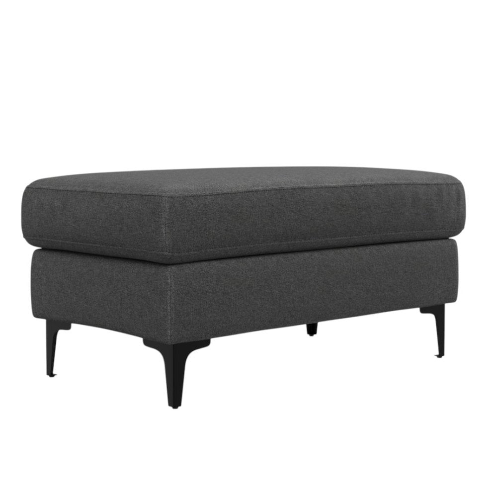 36" Gray And Black Fabric And Upholstery Cocktail Ottoman — view 8