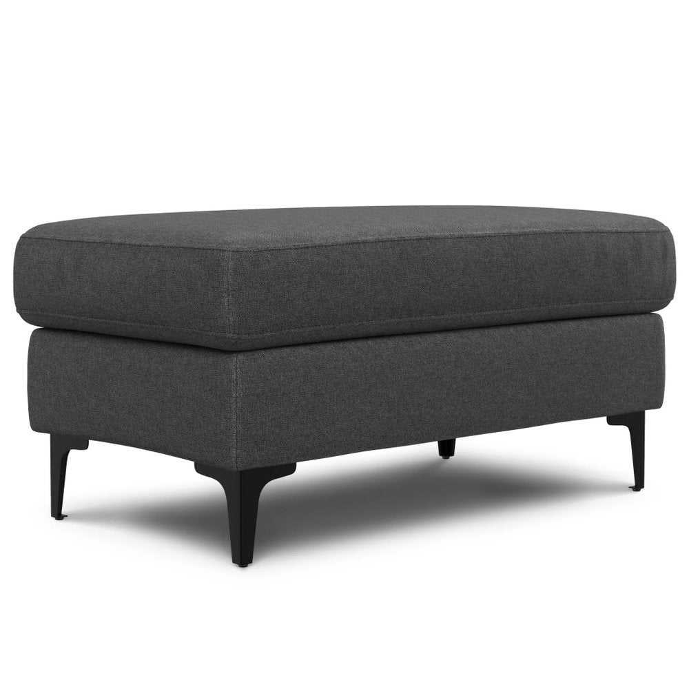 36" Gray And Black Fabric And Upholstery Cocktail Ottoman — view 3