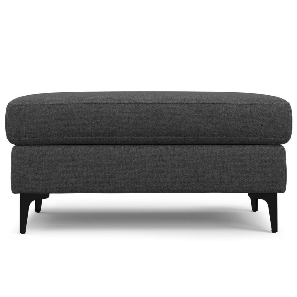 36" Gray And Black Fabric And Upholstery Cocktail Ottoman HomeRoots