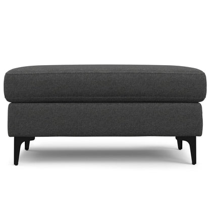 36" Gray And Black Fabric And Upholstery Cocktail Ottoman HomeRoots