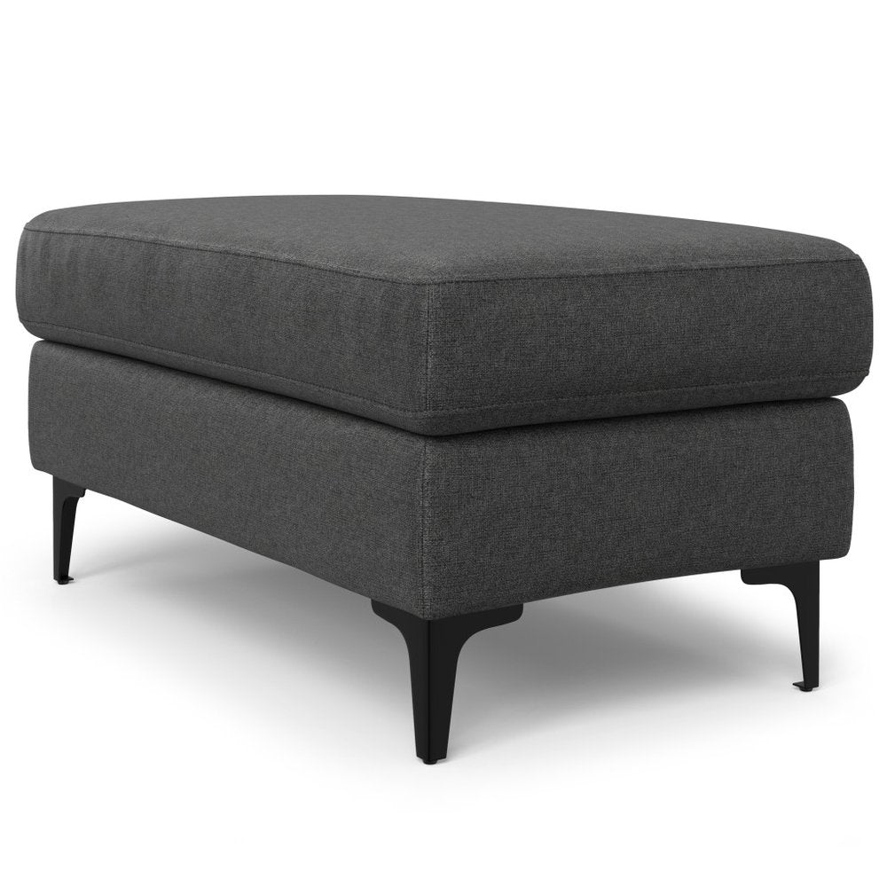 36" Gray And Black Fabric And Upholstery Cocktail Ottoman — view 3