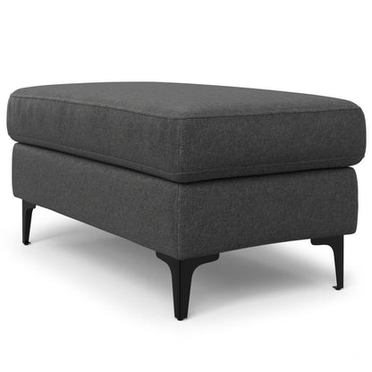 36" Gray And Black Fabric And Upholstery Cocktail Ottoman