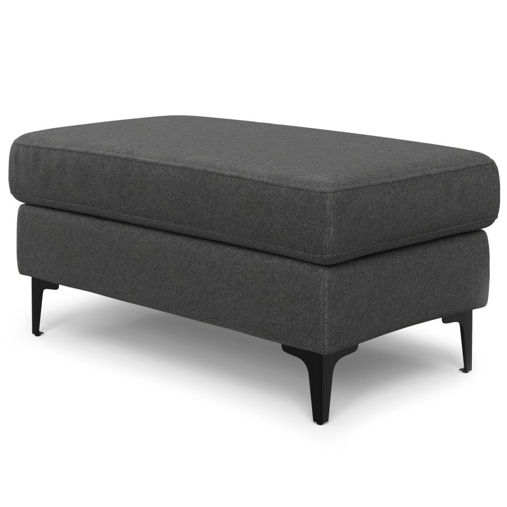 36" Gray And Black Fabric And Upholstery Cocktail Ottoman — view 6