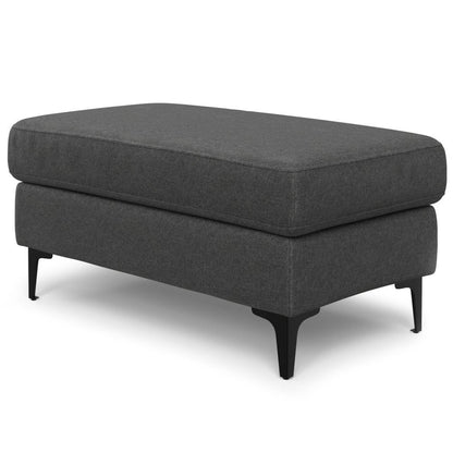 36" Gray And Black Fabric And Upholstery Cocktail Ottoman
