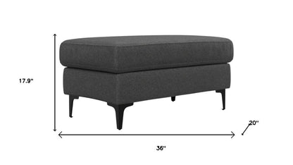 36" Gray And Black Fabric And Upholstery Cocktail Ottoman HomeRoots