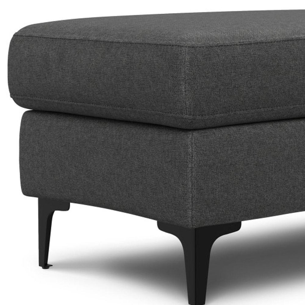 36" Gray And Black Fabric And Upholstery Cocktail Ottoman