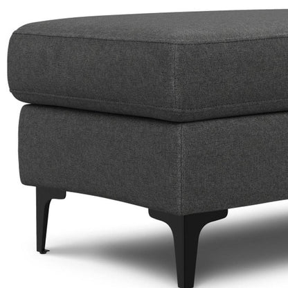 36" Gray And Black Fabric And Upholstery Cocktail Ottoman HomeRoots