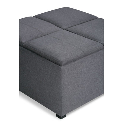 35" Slate Gray And Dark Brown Upholstery Ottoman With Storage HomeRoots
