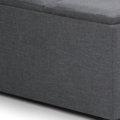 35" Slate Gray And Dark Brown Upholstery Ottoman With Storage