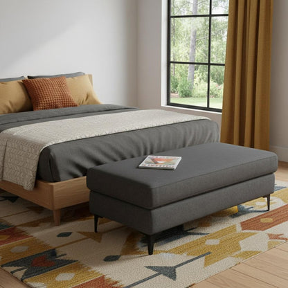 48" Cream And Black Fabric Cocktail Ottoman