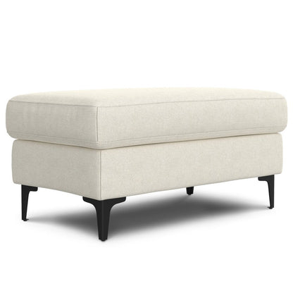 36" Gray And Black Fabric And Upholstery Cocktail Ottoman HomeRoots
