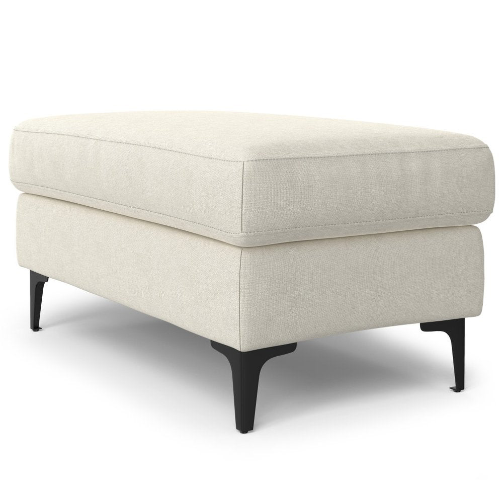 36" Gray And Black Fabric And Upholstery Cocktail Ottoman HomeRoots