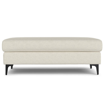 48" Cream And Black Fabric Cocktail Ottoman