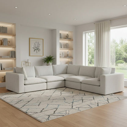 125" Gray Fabric Modular Sofa With Brown Legs HomeRoots