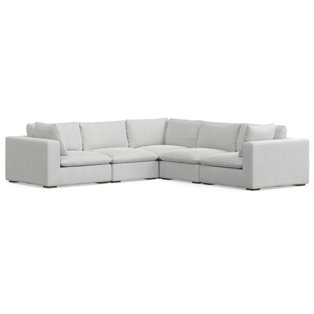 125" Gray Fabric Modular Sofa With Brown Legs HomeRoots