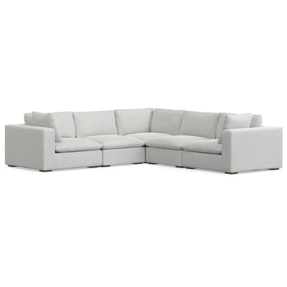 125" Gray Fabric Modular Sofa With Brown Legs HomeRoots
