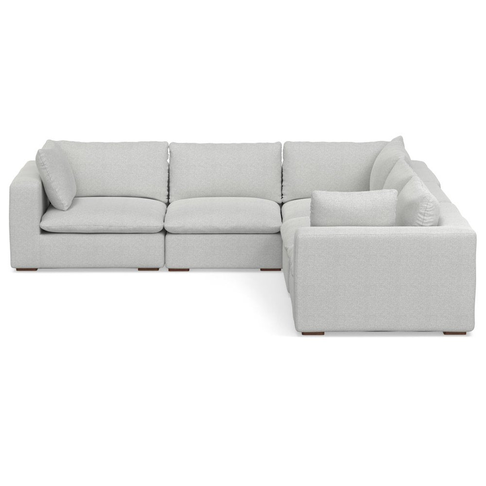 125" Gray Fabric Modular Sofa With Brown Legs HomeRoots
