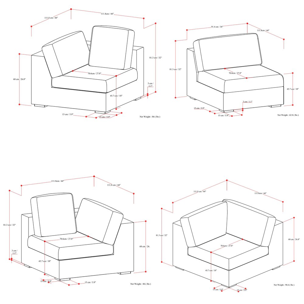 125" Gray Fabric Modular Sofa With Brown Legs HomeRoots
