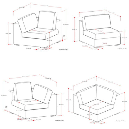 125" Gray Fabric Modular Sofa With Brown Legs HomeRoots
