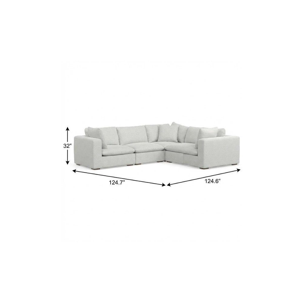 125" Gray Fabric Modular Sofa With Brown Legs HomeRoots