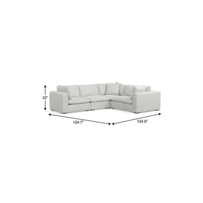 125" Gray Fabric Modular Sofa With Brown Legs HomeRoots