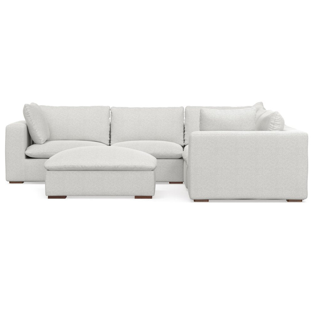 125" Gray Fabric Sofa With Ottoman With Brown Legs HomeRoots