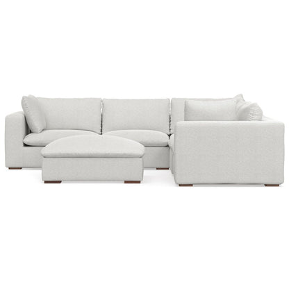 125" Gray Fabric Sofa With Ottoman With Brown Legs HomeRoots