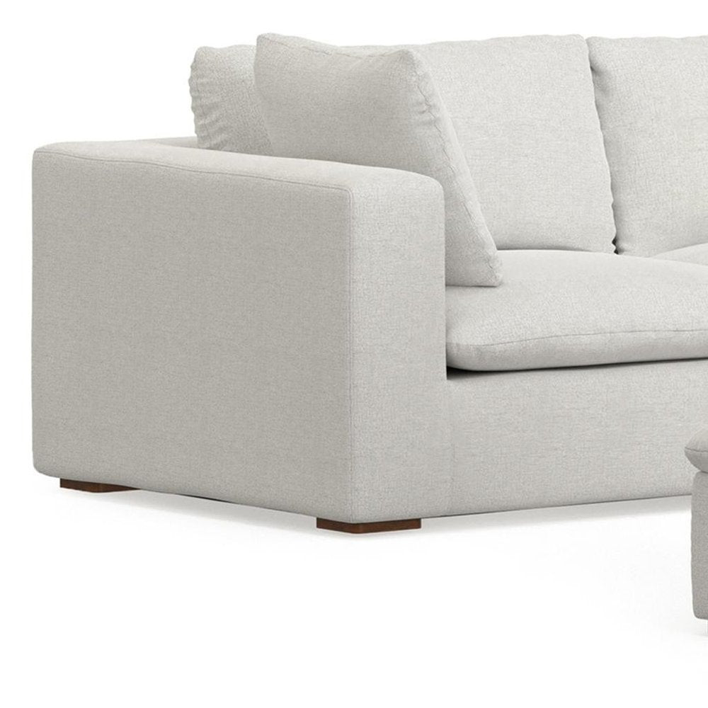 125" Gray Fabric Sofa With Ottoman With Brown Legs HomeRoots