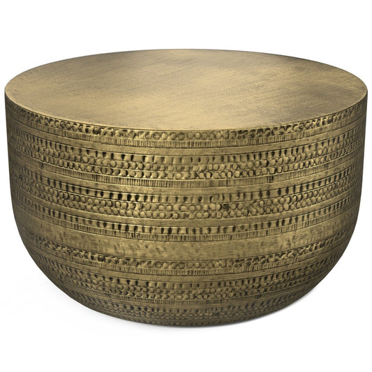 18" Bronze Distressed Iron Round Drum End Table