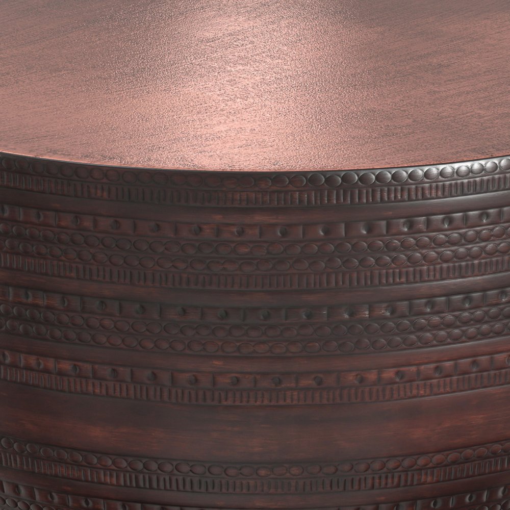 18" Powder Coated Antiqued Gold Distressed Iron Round Drum End Table — view 15