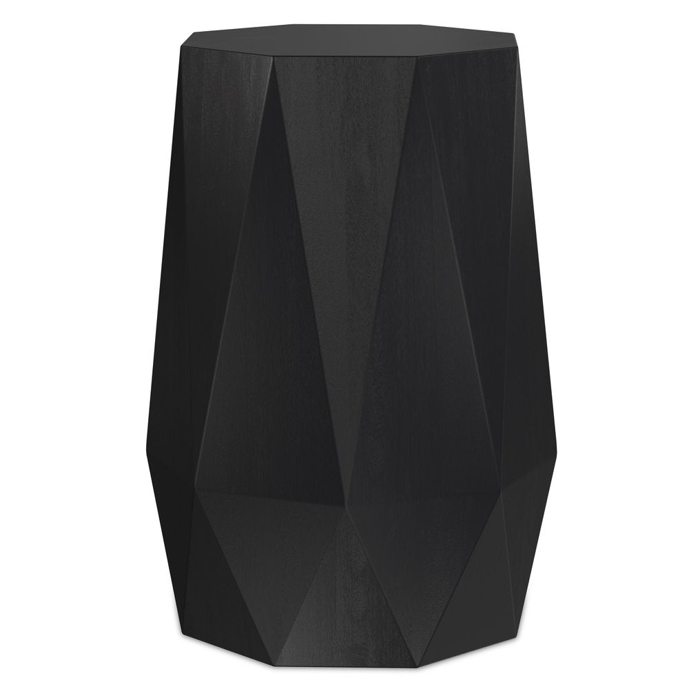 21" Matte Black Solid Wood Octagonal Block End Table HomeRoots