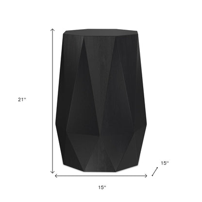 21" Matte Black Solid Wood Octagonal Block End Table HomeRoots