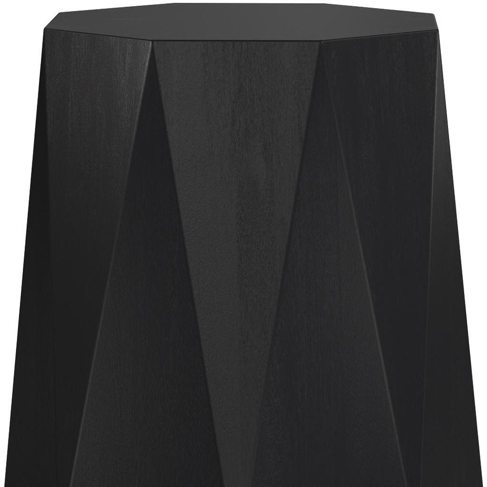 21" Matte Black Solid Wood Octagonal Block End Table — view 4
