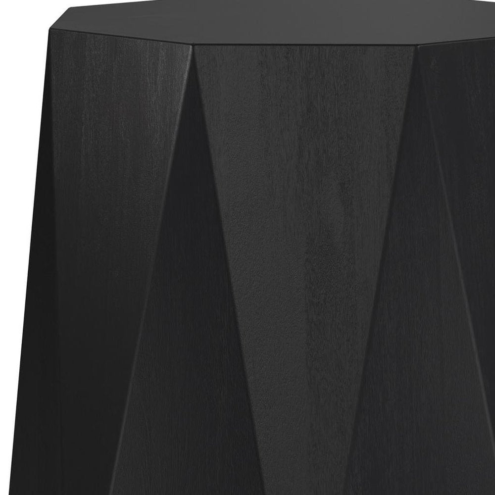 21" Black Solid Wood Octagonal Block End Table — view 4