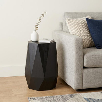 21" Matte Black Solid Wood Octagonal Block End Table HomeRoots