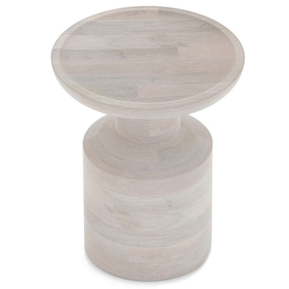 18" Teal Blue Solid Wood Round Pedestal End Table HomeRoots