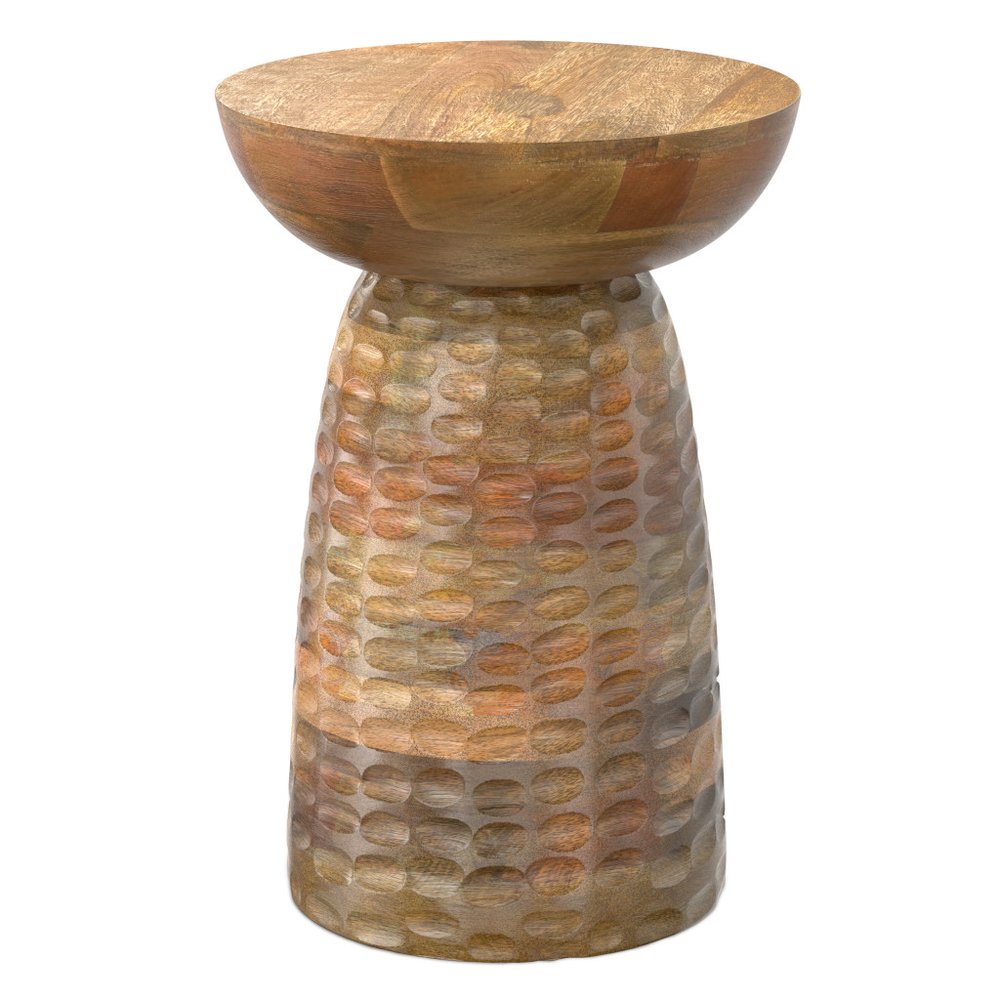18" Natural Solid Wood Round Pedestal End Table HomeRoots