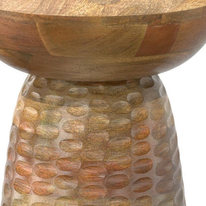 18" Natural Solid Wood Round Pedestal End Table HomeRoots
