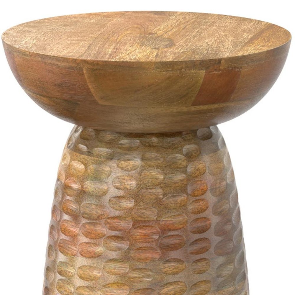 18" Natural Solid Wood Round Pedestal End Table HomeRoots