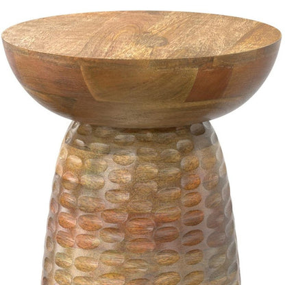 18" Natural Solid Wood Round Pedestal End Table HomeRoots