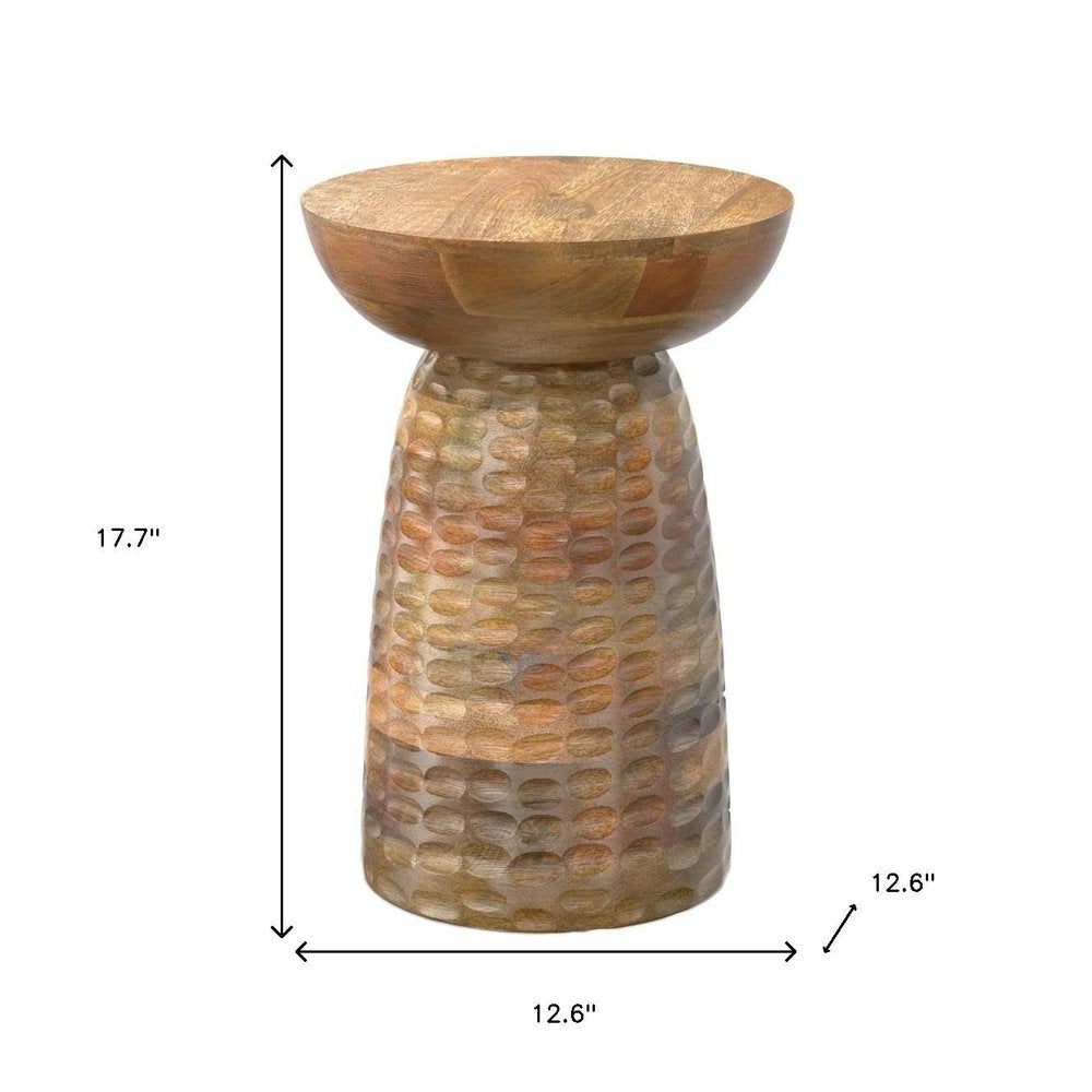 18" Natural Solid Wood Round Pedestal End Table HomeRoots