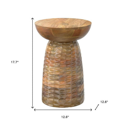 18" Natural Solid Wood Round Pedestal End Table HomeRoots
