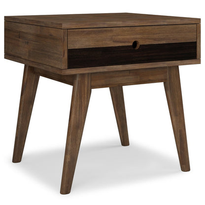 22" Brown Wood End Table With Drawer HomeRoots