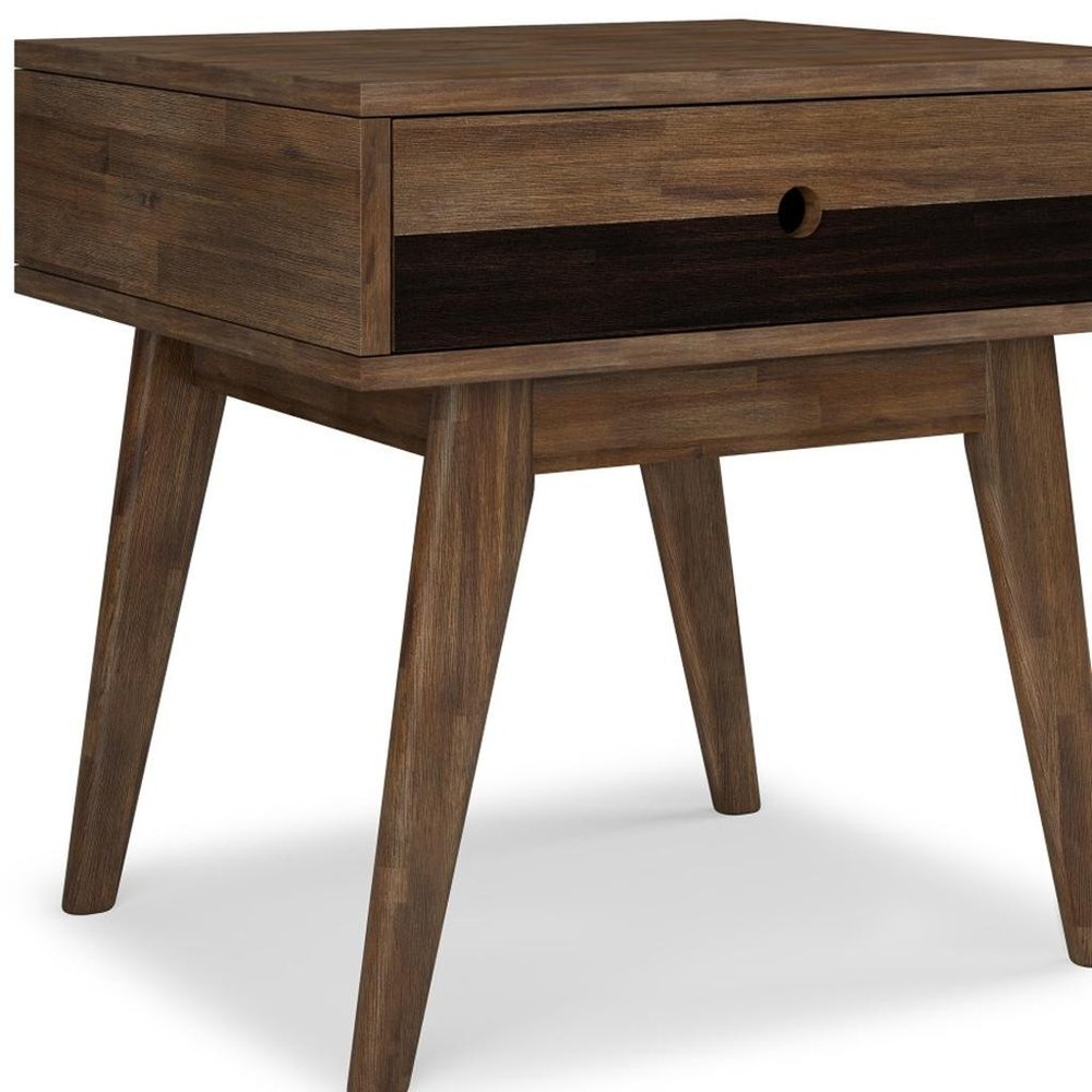 22" Brown Wood End Table With Drawer HomeRoots
