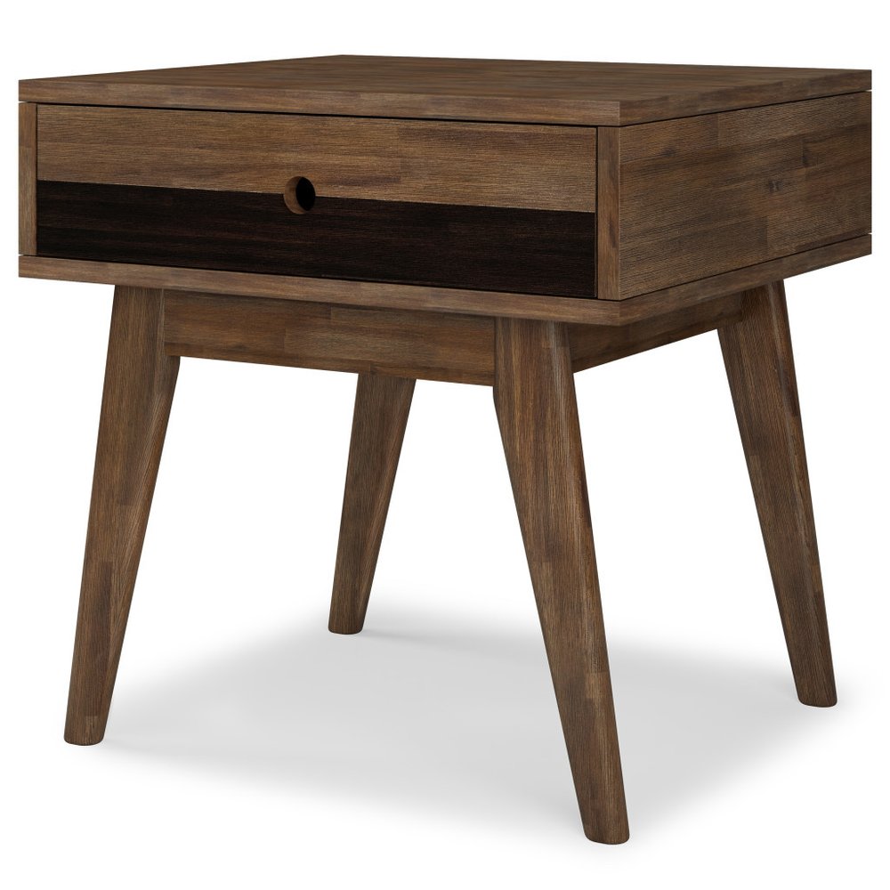 22" Brown Wood End Table With Drawer HomeRoots