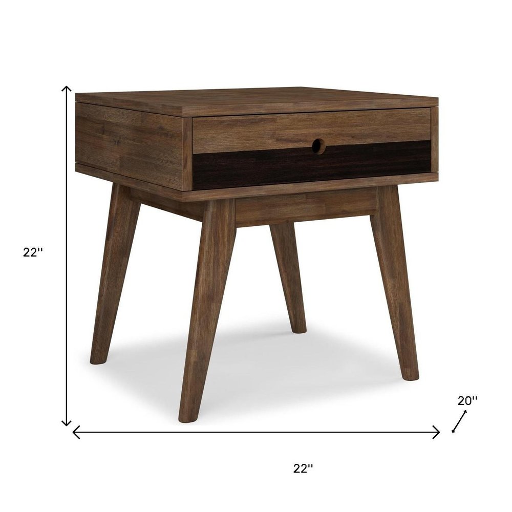 22" Brown Wood End Table With Drawer HomeRoots